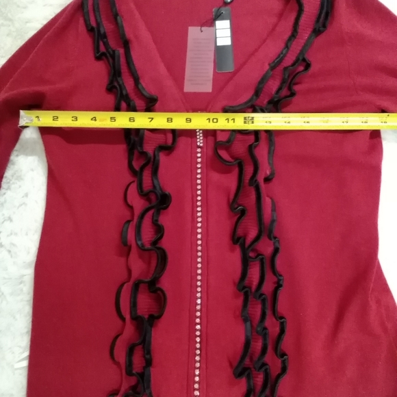 BNWT Belldini red/black ruffle cardigan - Picture 11 of 13